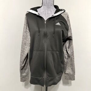 Adidas Black and Grey Climawarm Zip Up Hoodie Size L